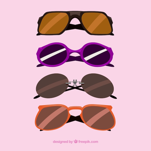 Modern sunglasses collection in flat style