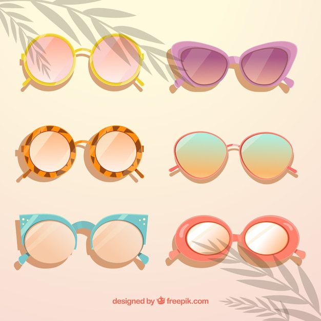 Modern sunglasses collection in flat style