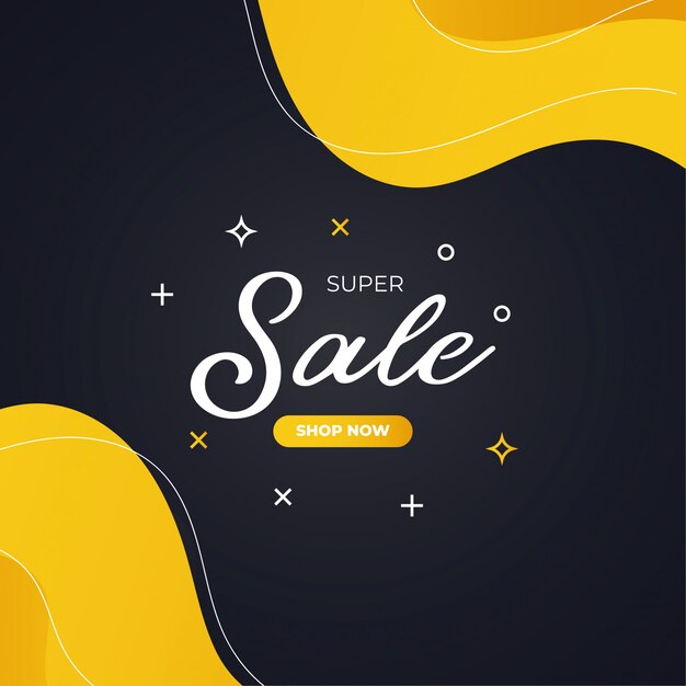 Modern Super Sale yellow and black banner