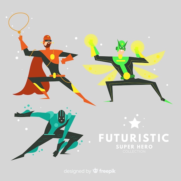 Modern superhero character collection with flat design