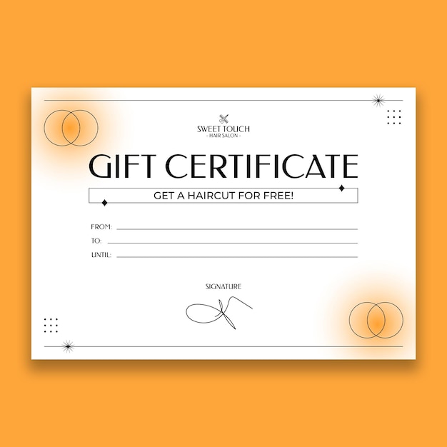 Free Vector modern sweet touch hair salon gift certificate