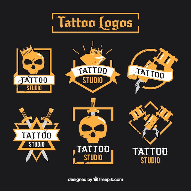 Modern tattoo logo collection