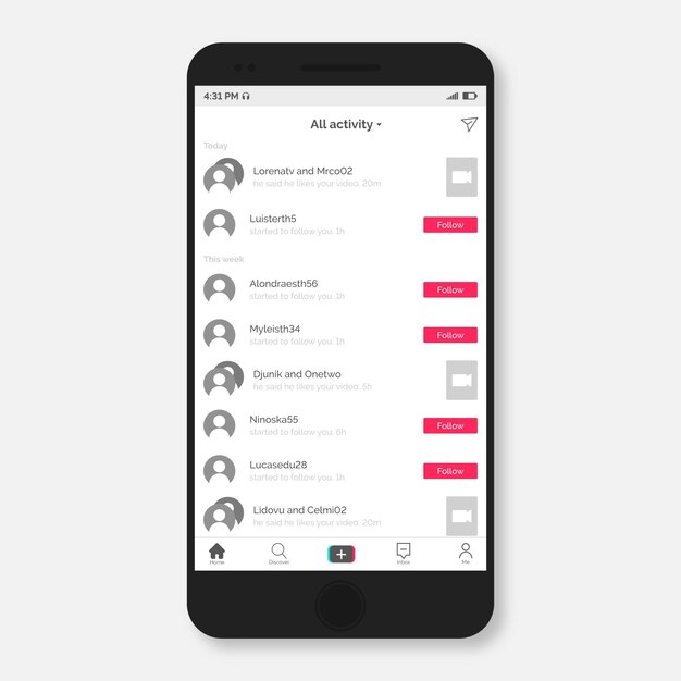 Modern tiktok app interface on smartphone