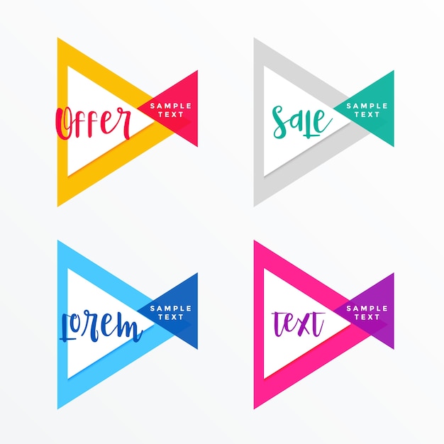 modern triangle style geometric banner set