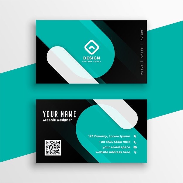 Modern turquoise and black business card template design