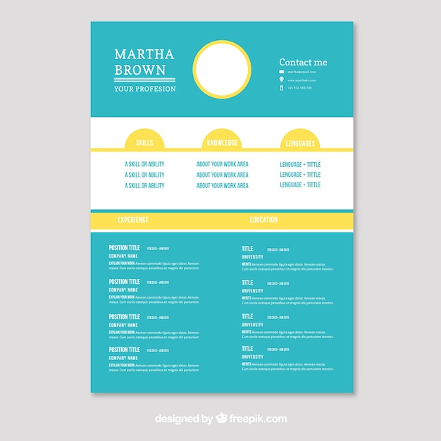 Free vector modern turquoise cv design