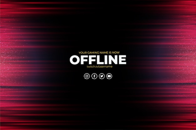 Modern Twitch Background with Abstract Red Lines Offline