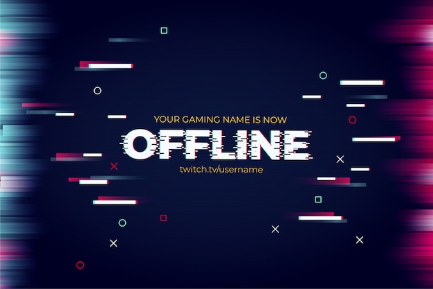 Modern Twitch Banner with Glitch Text Effect Template