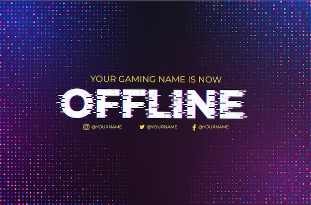 Free vector modern twitch offline with glitch effect