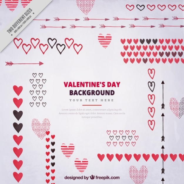 Free Vector modern valentine background of black and red hearts