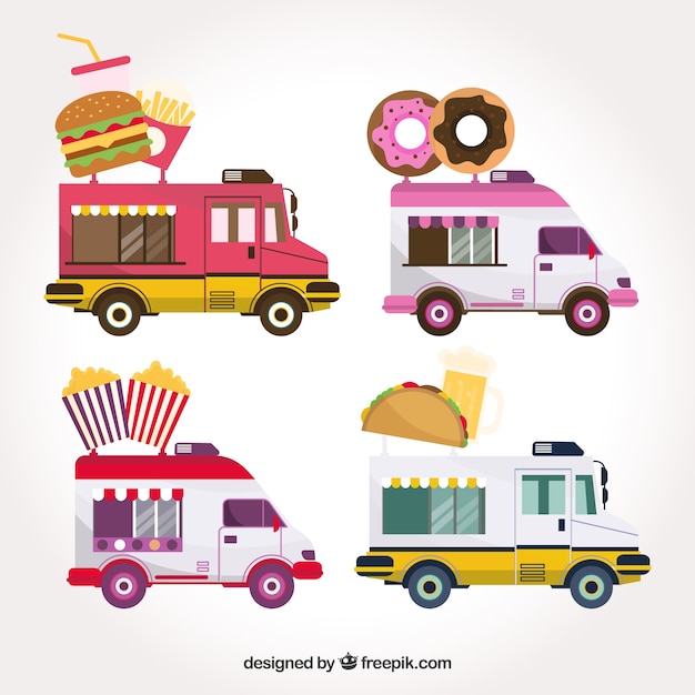 Modern variety of colorful food truck