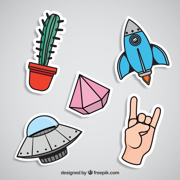 Free Vector modern variety of colorful stickers