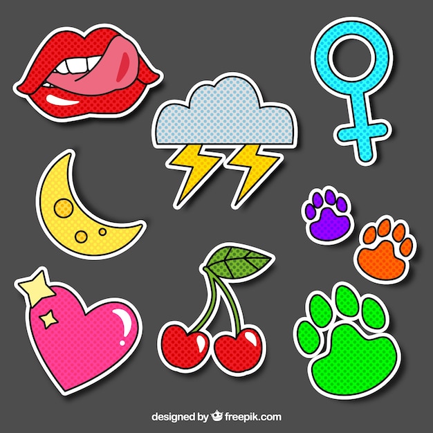 Modern varitey of colorful stickers