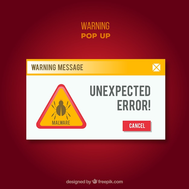 Modern warning pop up with flat design