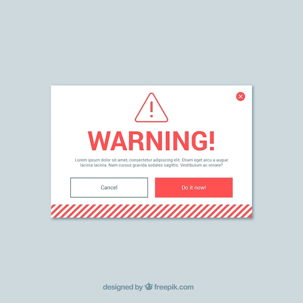 Modern warning pop up with flat design