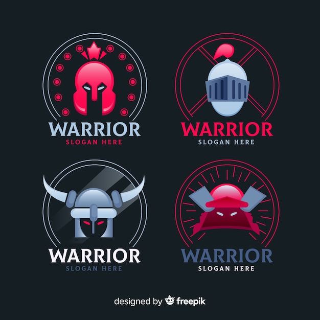 Free Vector modern warrior sports logo collection