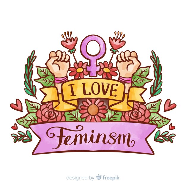 Modern watercolor feminism concept