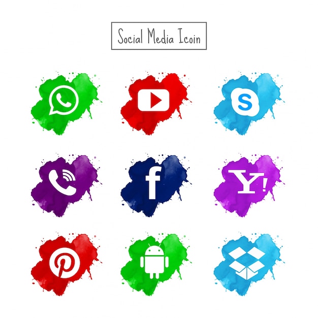 Free Vector modern watercolor social media icons set