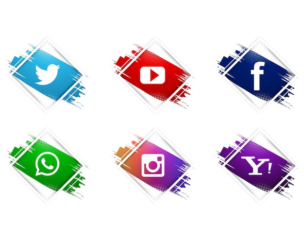 Free Vector modern watercolor social media icons set