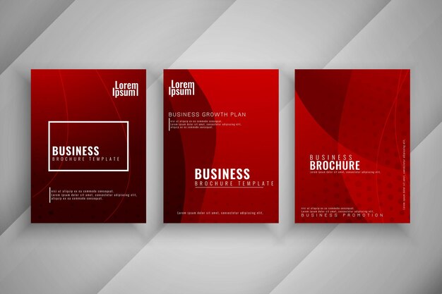 Modern wave design business brochure template set