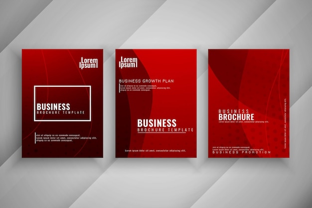 Modern wave design business brochure template set