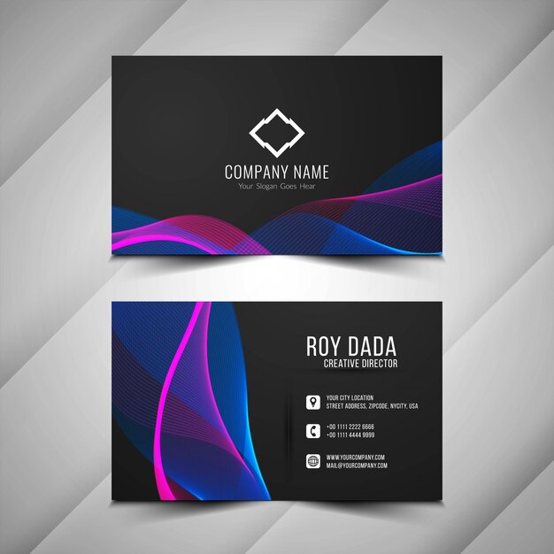 Modern wavy business card   template