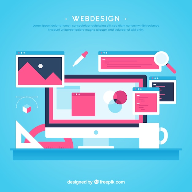 Free vector modern web design concept with flat design