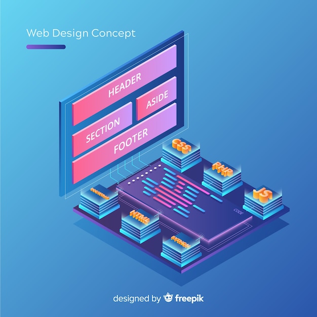 Free Vector modern web design concept with isometric view