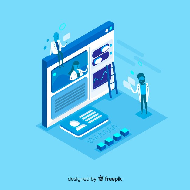 Modern web design concept with isometric view