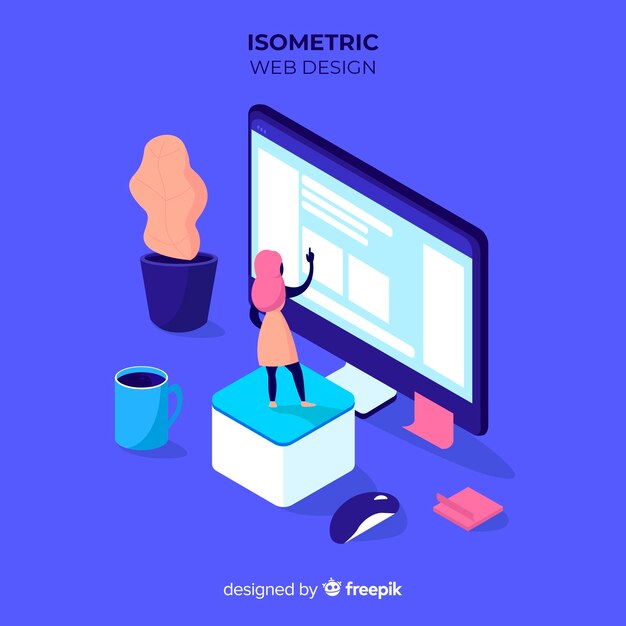 Modern web design concept with isometric view