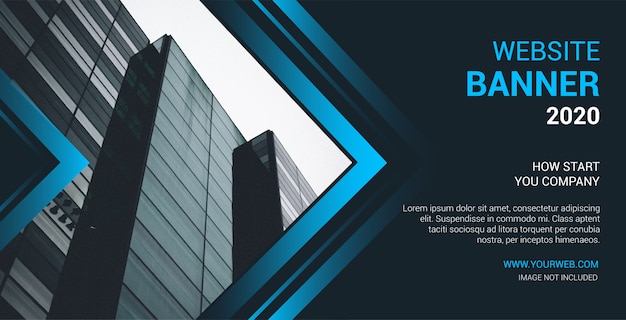 Modern Website Banner with Abtract Blue Shapes