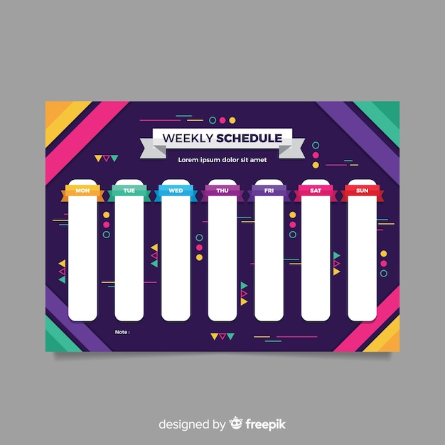 Modern weekly planner template with flat design