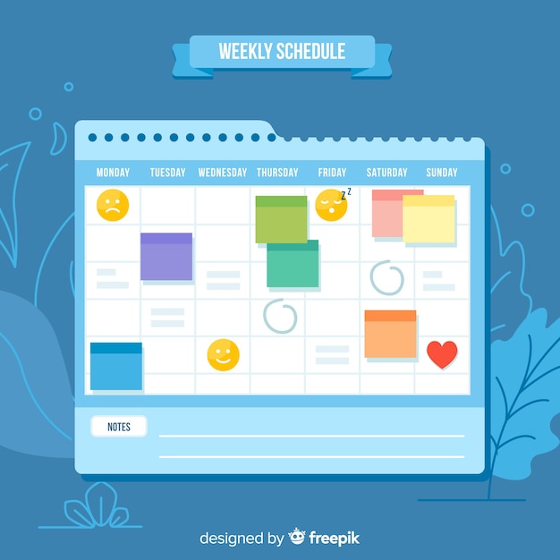 Modern weekly schedule template with flat design
