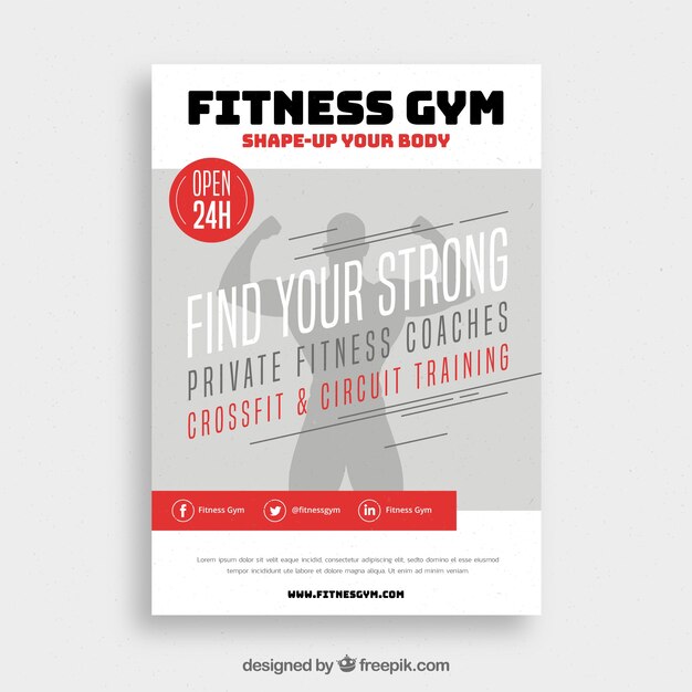 Modern white gym flyer template