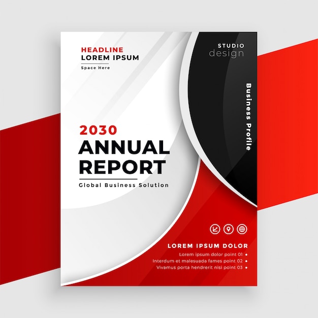 Modern white and red corporate annual report flyer