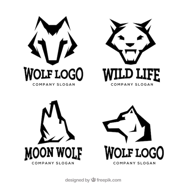 Free vector modern wild wolf logo collection