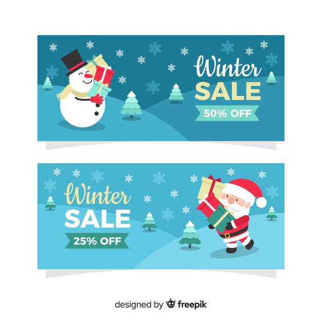 Modern winter sale banners