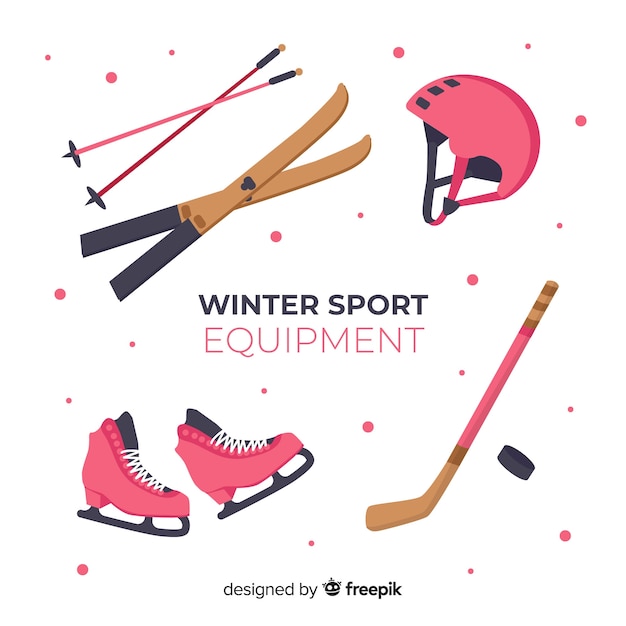 Free Vector modern winter sport equipment with flat design