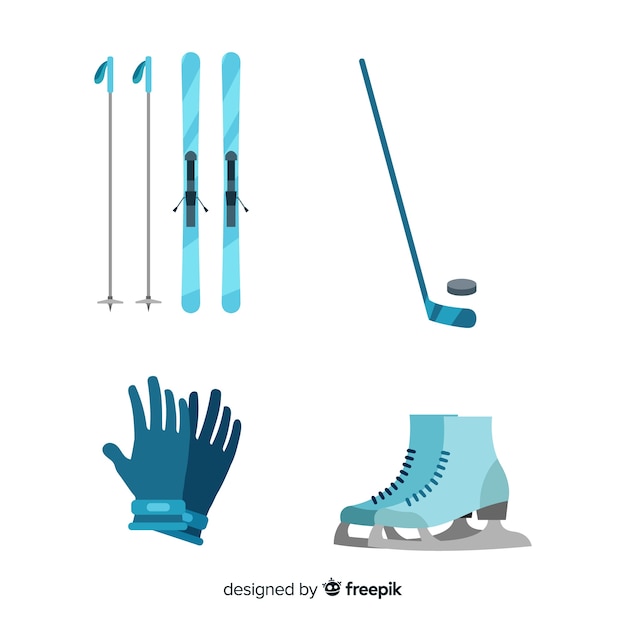 Free Vector modern winter sport equipment with flat design