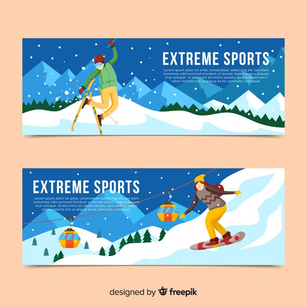 Modern winter sports banners