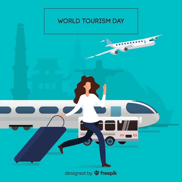 Free Vector modern world tourism day composition with flat design