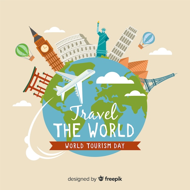 Modern world tourism day composition with flat design