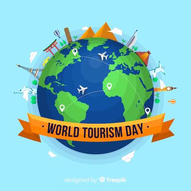 Modern world tourism day composition with flat design 