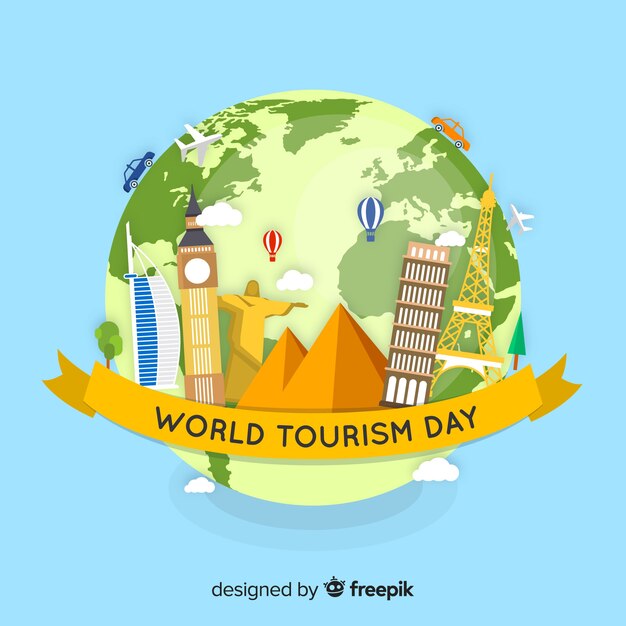 Modern world tourism day composition with flat design 