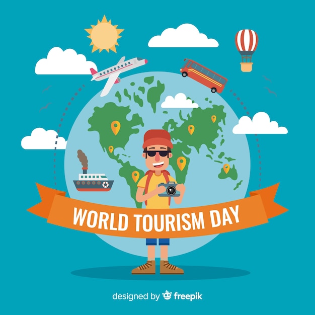 Free Vector modern world tourism day composition with flat design 