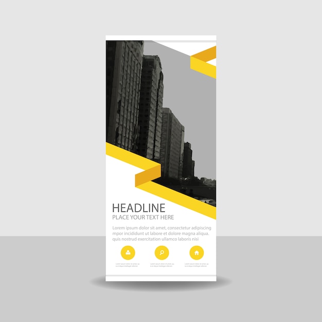 Free Vector modern yellow commercial roll up banner