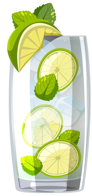 Free Vector mojito cocktail in the glass on white background