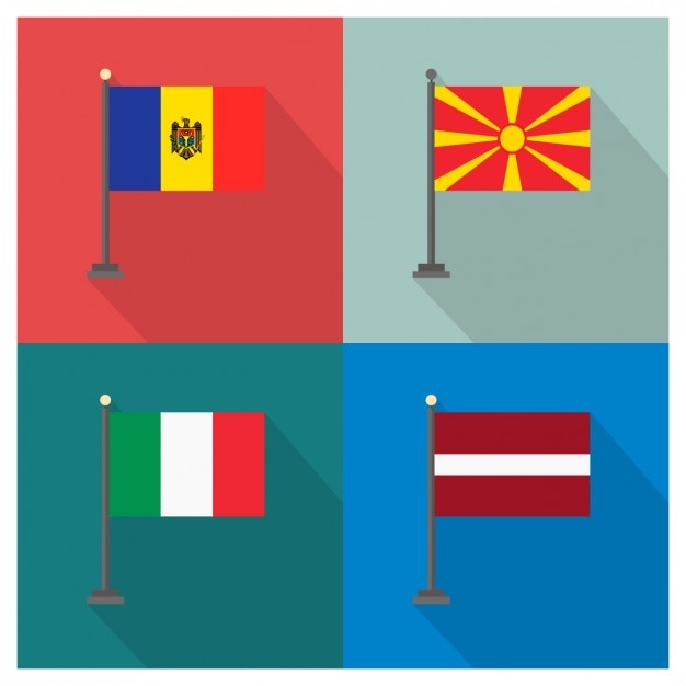 Free Vector moldavia macedonia italy and latvia flags