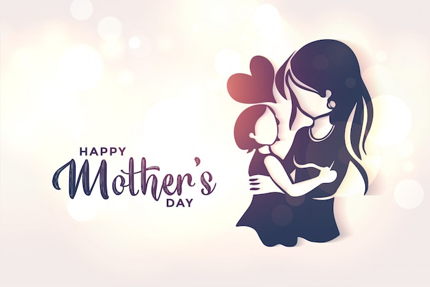 Free Vector mom and daughter love background for mothers day