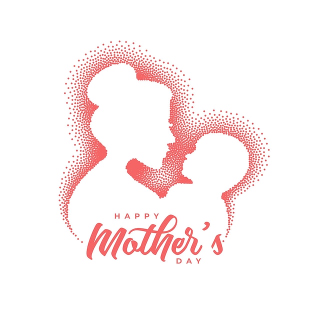 Mon and child affection in particles style mother's day greeting